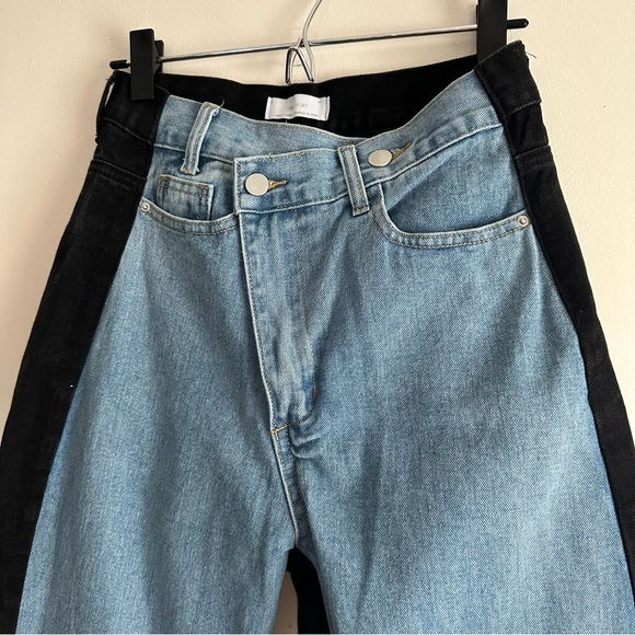 Oak + Fort • Crossover Front Two-Tone Jean - Picture 3 of 10